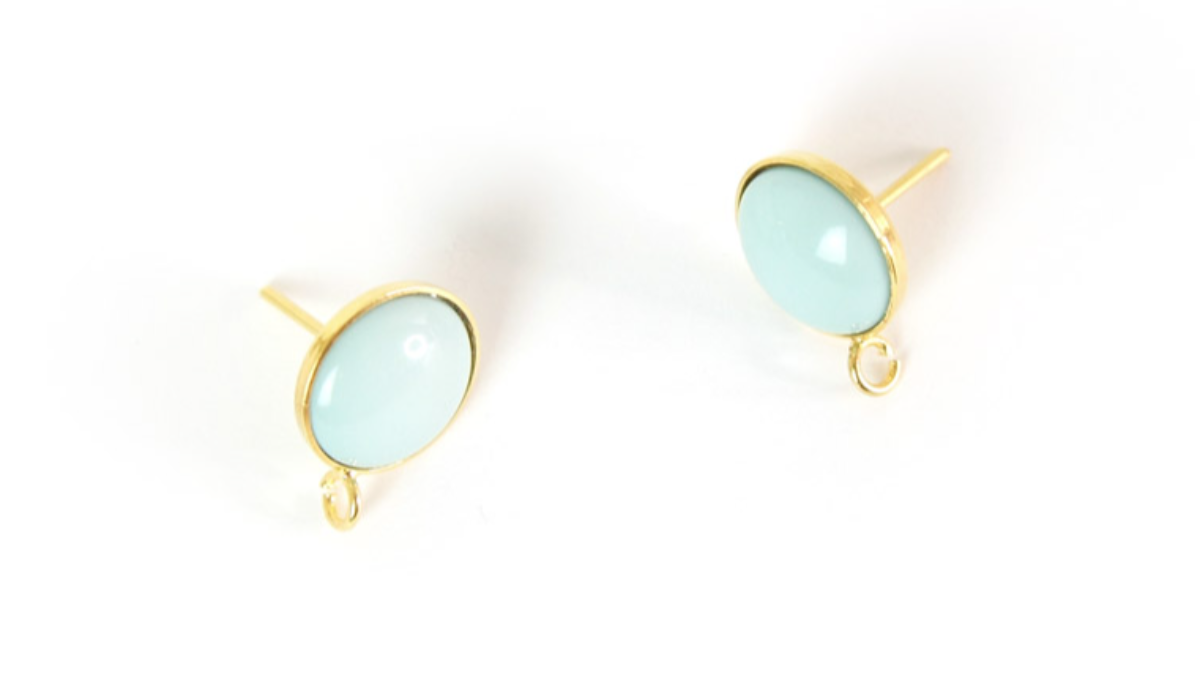 Boucles d'oreilles rondes en perles de rocailles turquoise tissage Brick Stitch : Etape 1