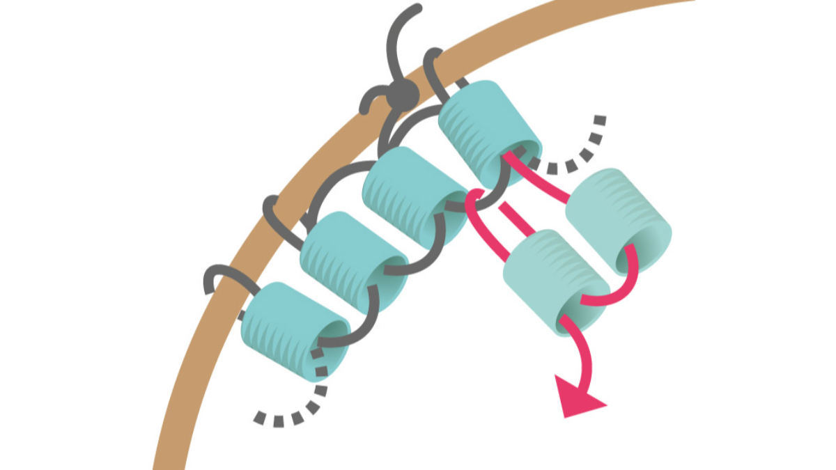 Boucles d'oreilles rondes en perles de rocailles turquoise tissage Brick Stitch : Etape 7