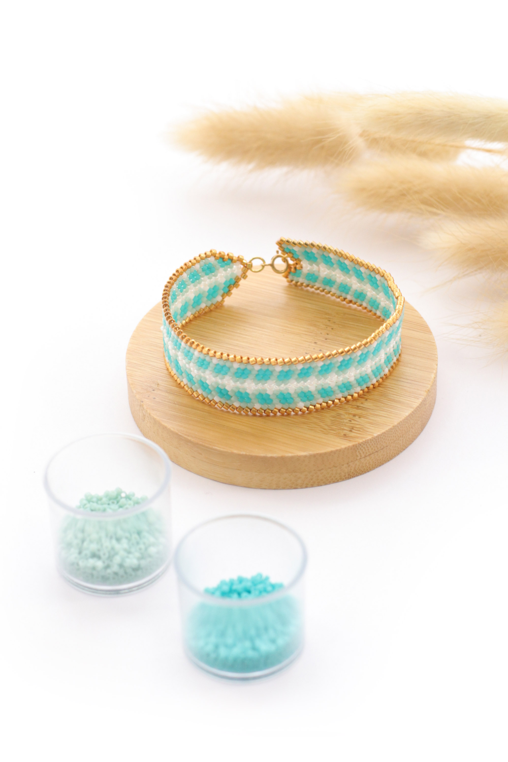 Schéma Bracelet Miyuki tissage Mississippi turquoise