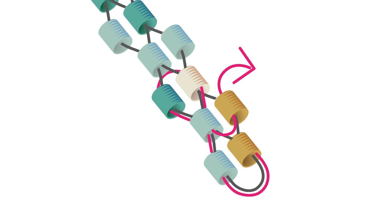 Bracelet Miyuki tissage Mississippi turquoise : Etape 6