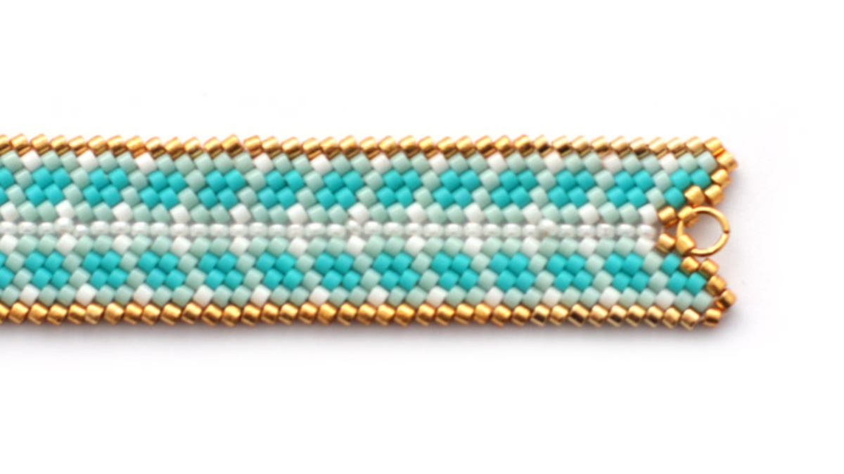 Bracelet Miyuki tissage Mississippi turquoise : Etape 11