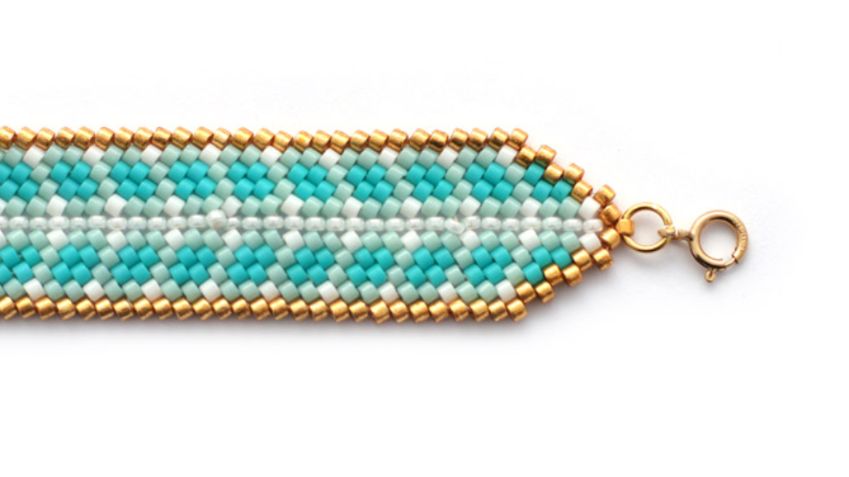 Bracelet Miyuki tissage Mississippi turquoise : Etape 12