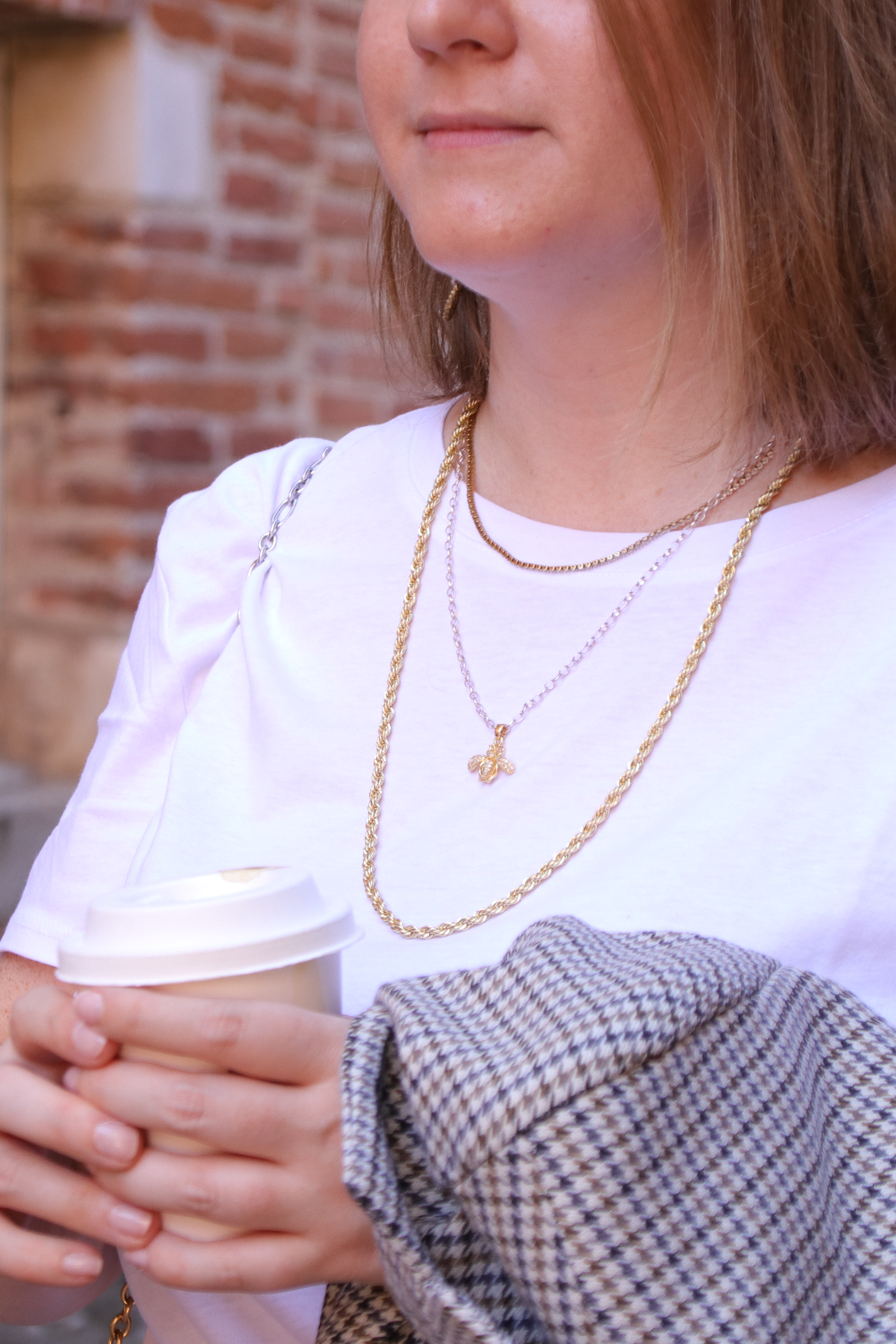 Schéma Collier multirangs Abeille argenté doré