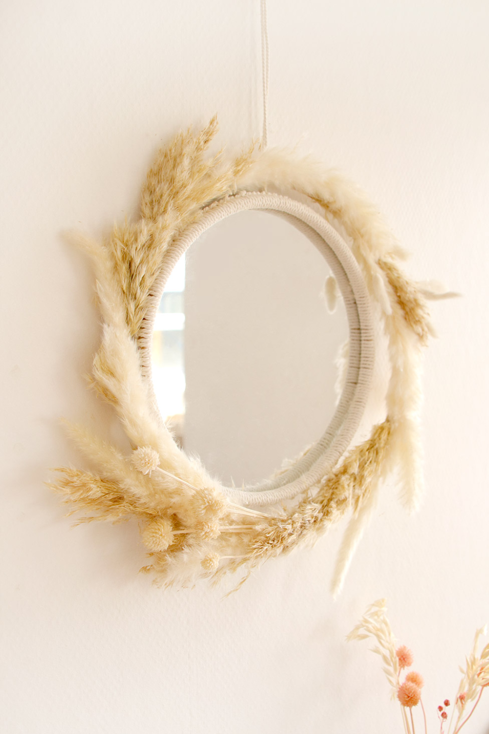 DIY Miroir pampa séchée et macramé