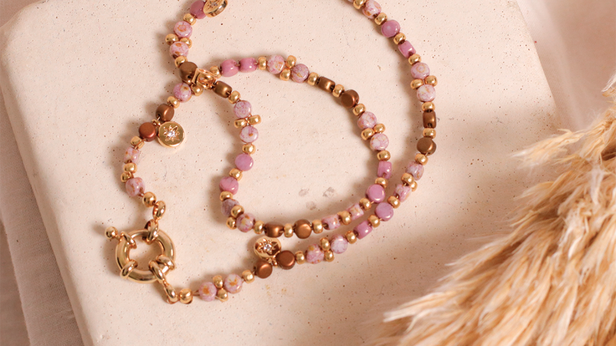 Schéma Bracelet multirangs en perles Kalos par Puca, rocailles Miyuki et breloques oxyde de zirconium