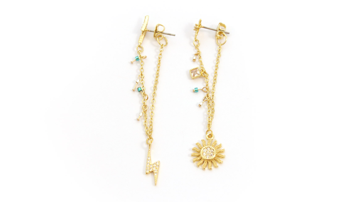 DIY Boucles d'oreilles chaînes pendantes breloques à strass : Etape 2