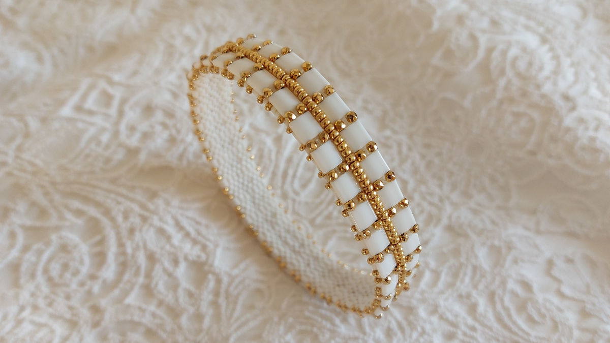 Schéma Bracelet Bangle So Chic avec perles Miyuki Delicas, rocailles et Tila