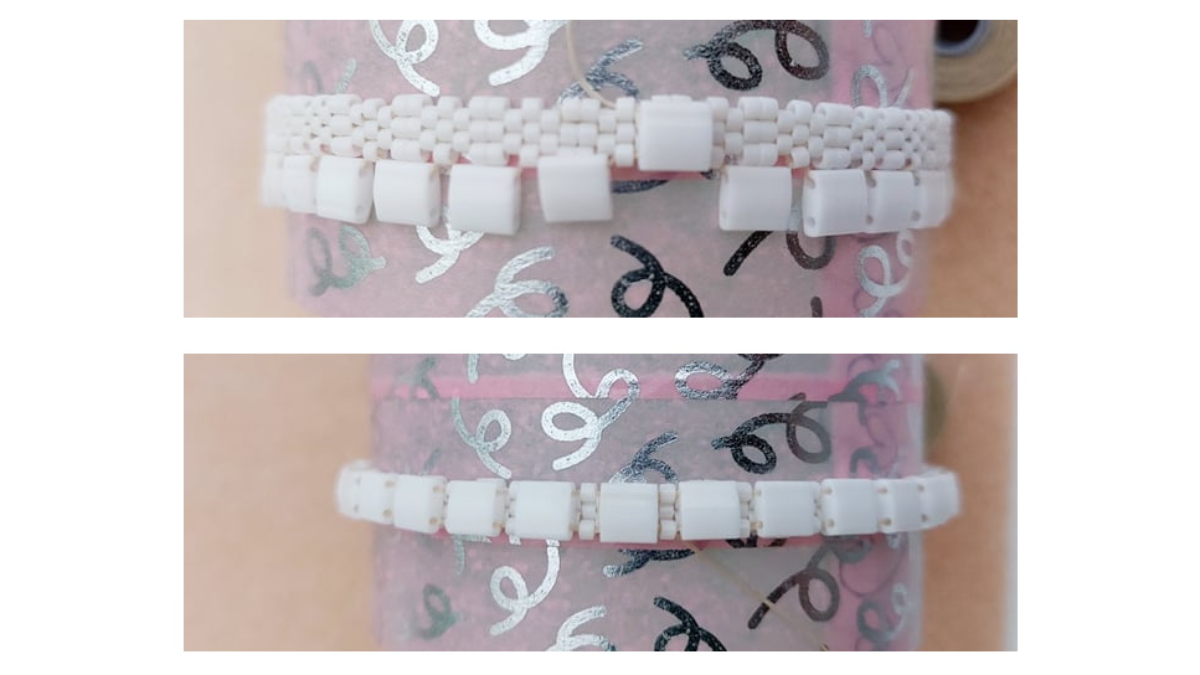 Bracelet Bangle So Chic avec perles Miyuki Delicas, rocailles et Tila : Etape 3