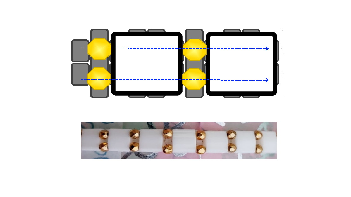 Bracelet Bangle So Chic avec perles Miyuki Delicas, rocailles et Tila : Etape 4