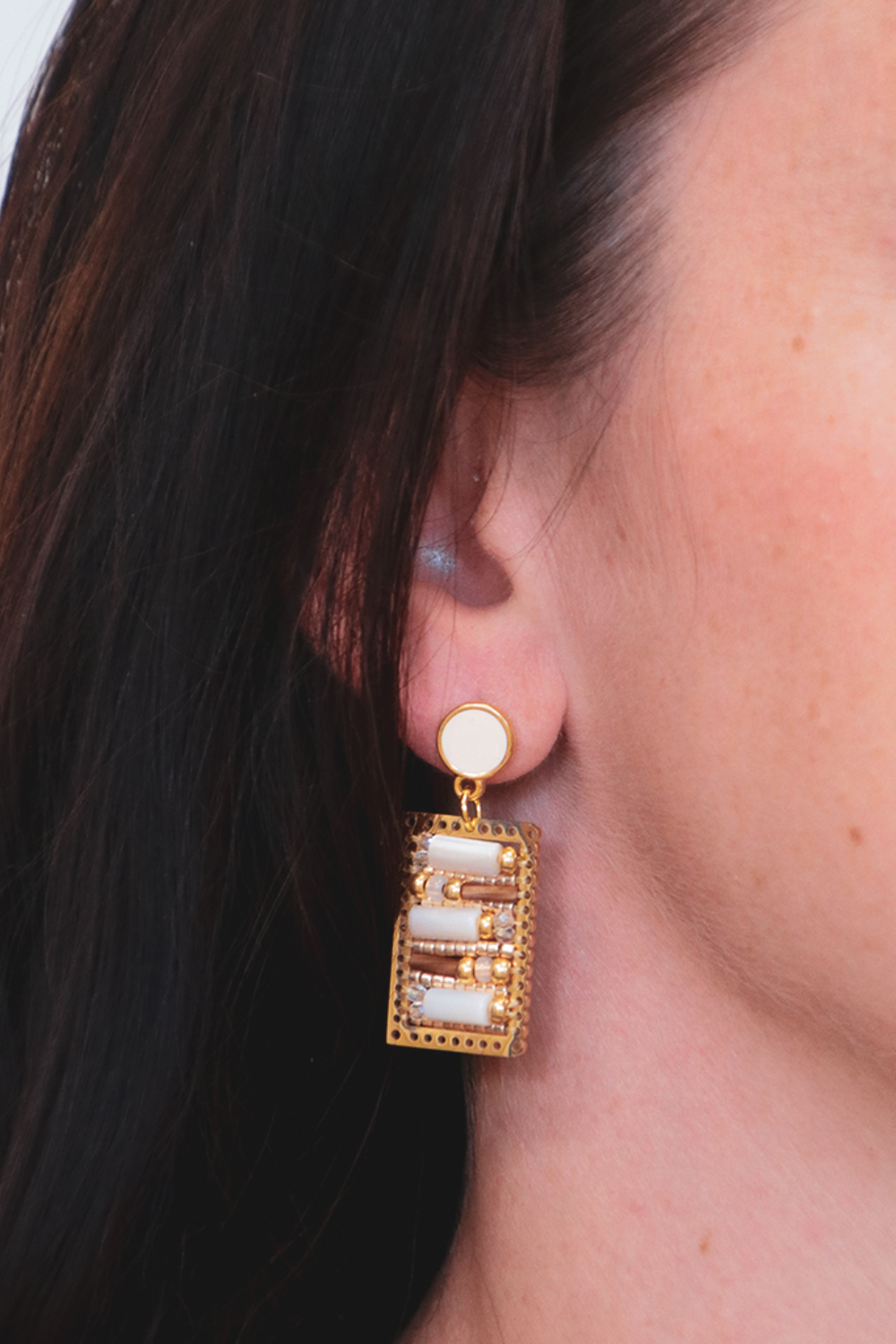 Schéma Boucles d'oreilles en tissage de perles nacre et Miyuki