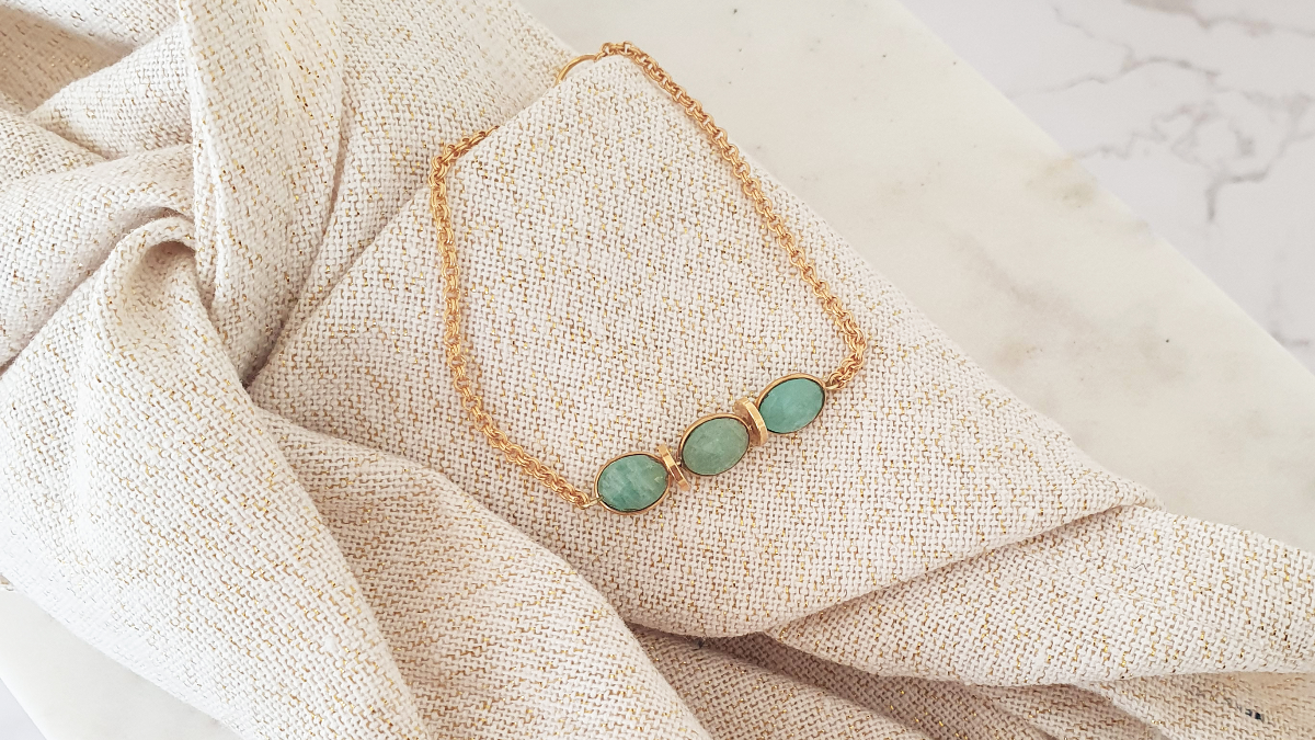 Schéma Tuto DIY Bracelet fin pour femme avec pierre Amazonite