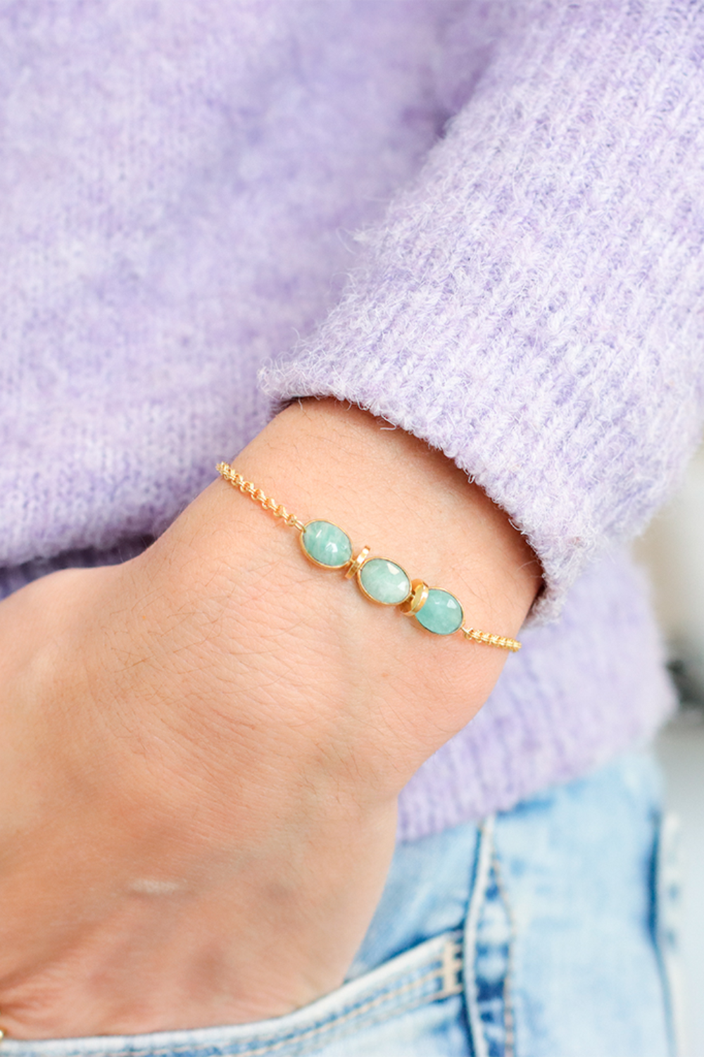 Schéma Tuto DIY Bracelet fin pour femme avec pierre Amazonite