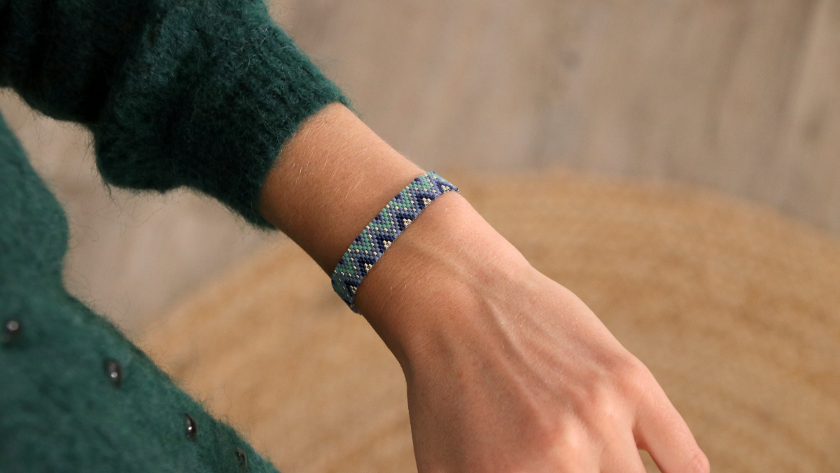 Schéma Bracelet Miyuki en Peyote Pair Bleu et Argenté