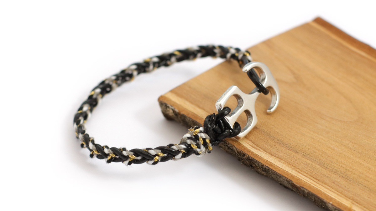 Schéma DIY Bracelet Homme en cordons cuir tressé noirs