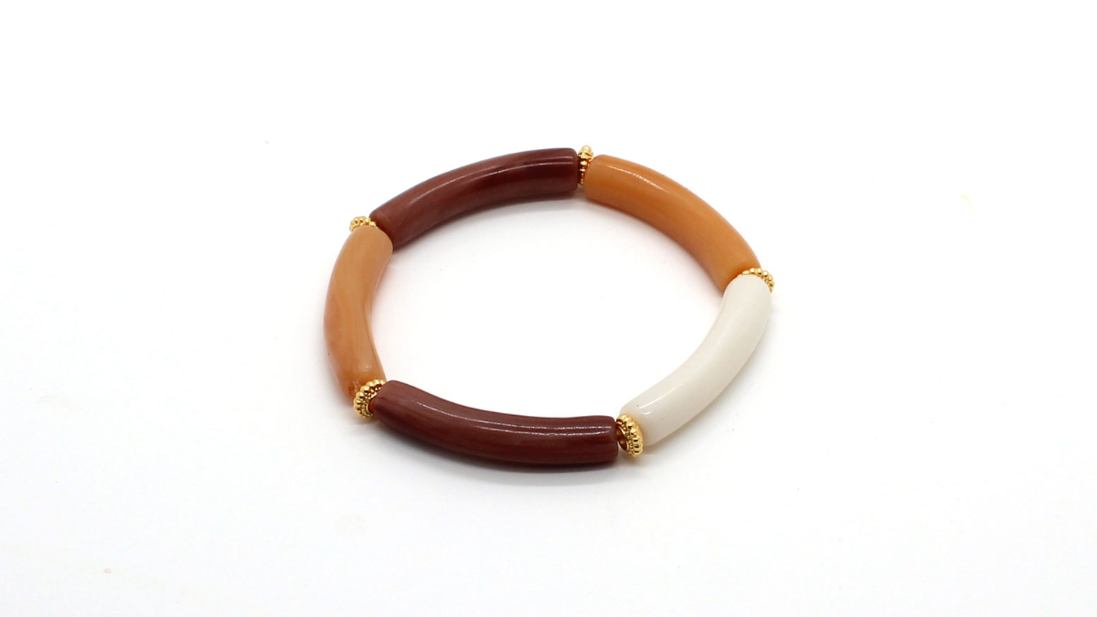 Schéma Bracelet élastique perles tubes incurvés en pâte Fimo et Cernit