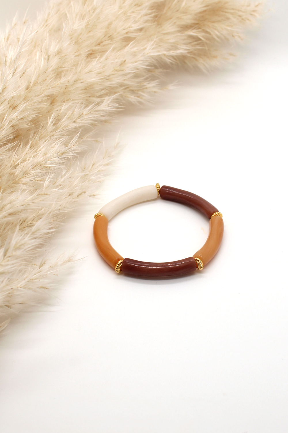 Schéma Bracelet élastique perles tubes incurvés en pâte Fimo et Cernit