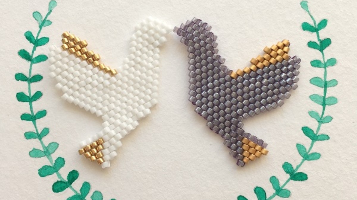 DIY tissage brickstitch perles Miyuki motif colombe par Lovelyoupi
