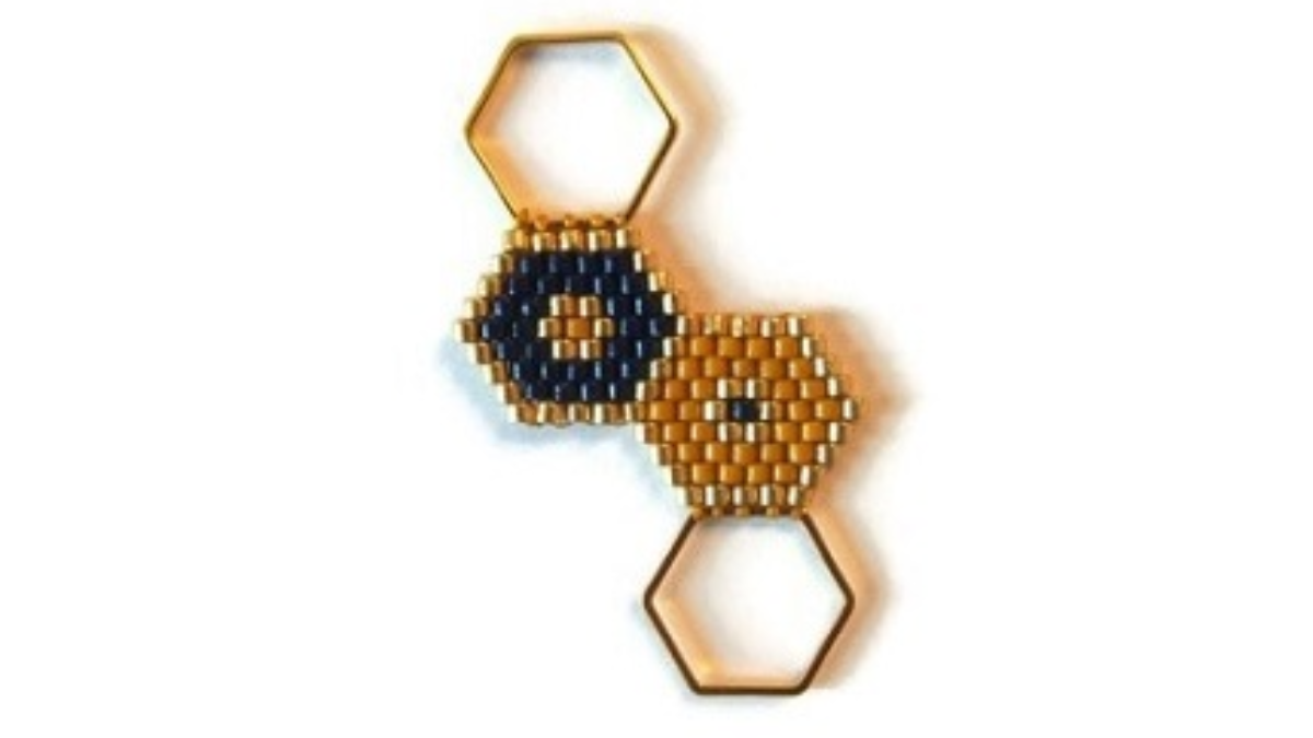 Bracelet intercalaire hexagonal et tissage brickstitch : Etape 9