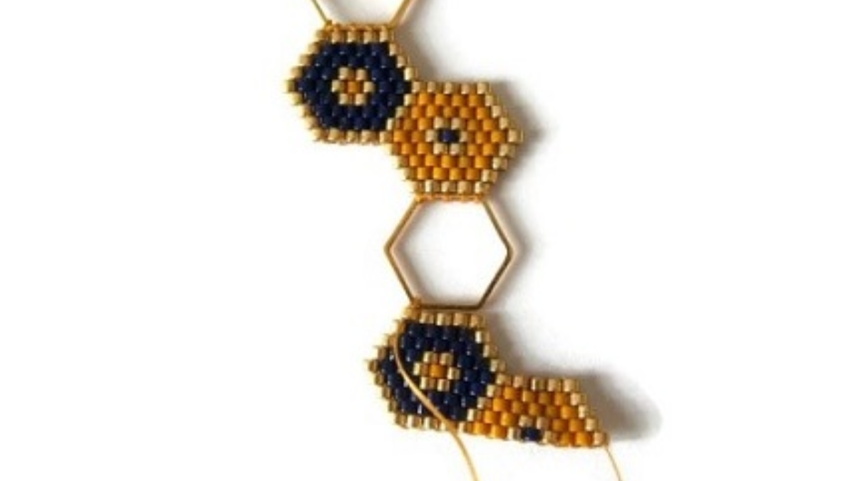 Bracelet intercalaire hexagonal et tissage brickstitch : Etape 10
