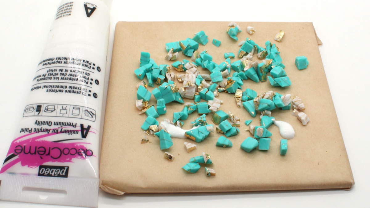 Boucles d'oreilles forme mandala et effet pierre en pâte polymère : Etape 5