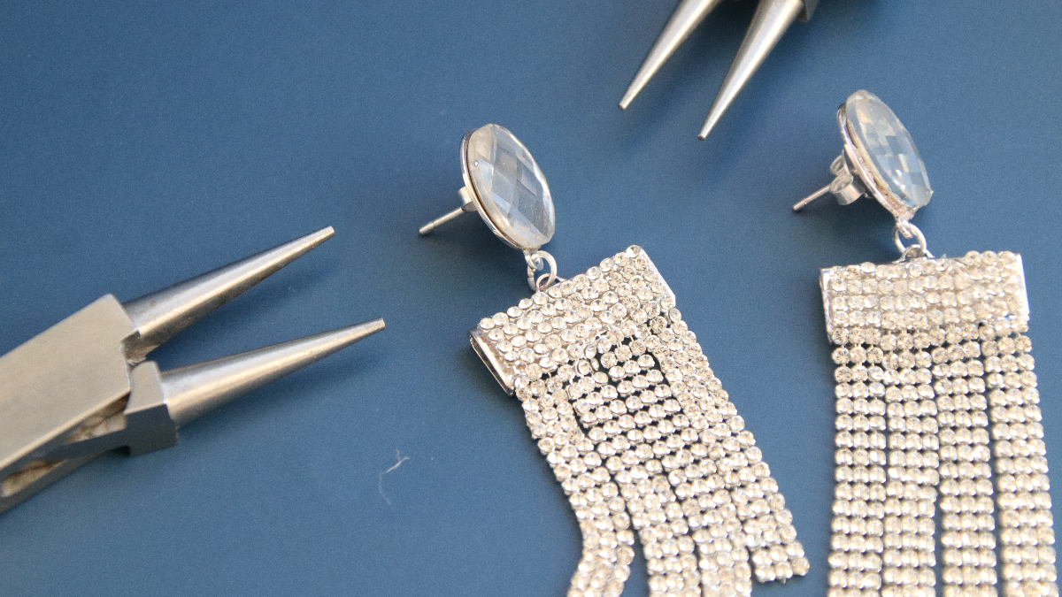 DIY Boucles d'oreilles pendantes Crystal Mesh strass et cabochons PureCrystal : Etape 5