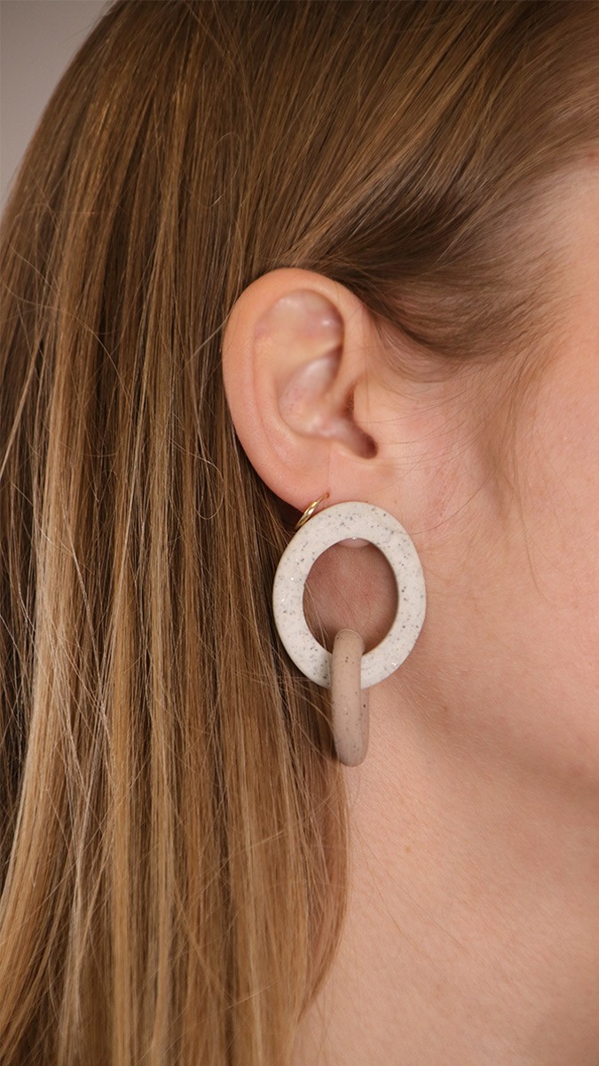 Boucles d'oreilles maillons interchangeables en pâte polymère