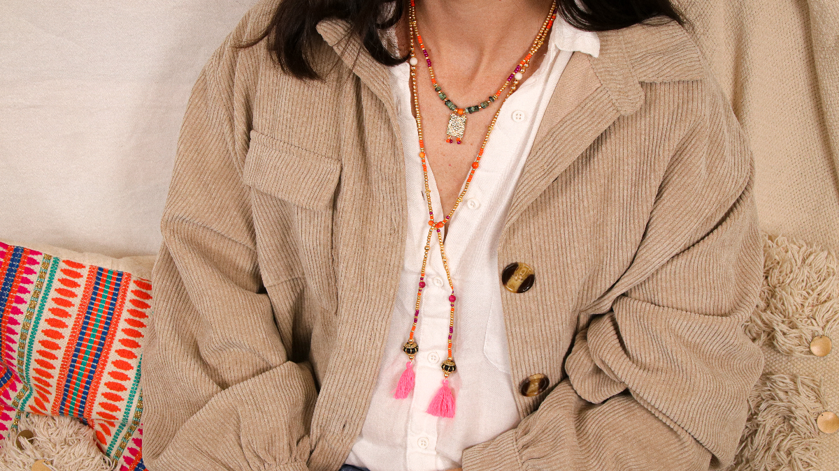 Schéma DIY Bijoux bohème avec perles heishi Turquoise africaine, graines naturelles et rocailles