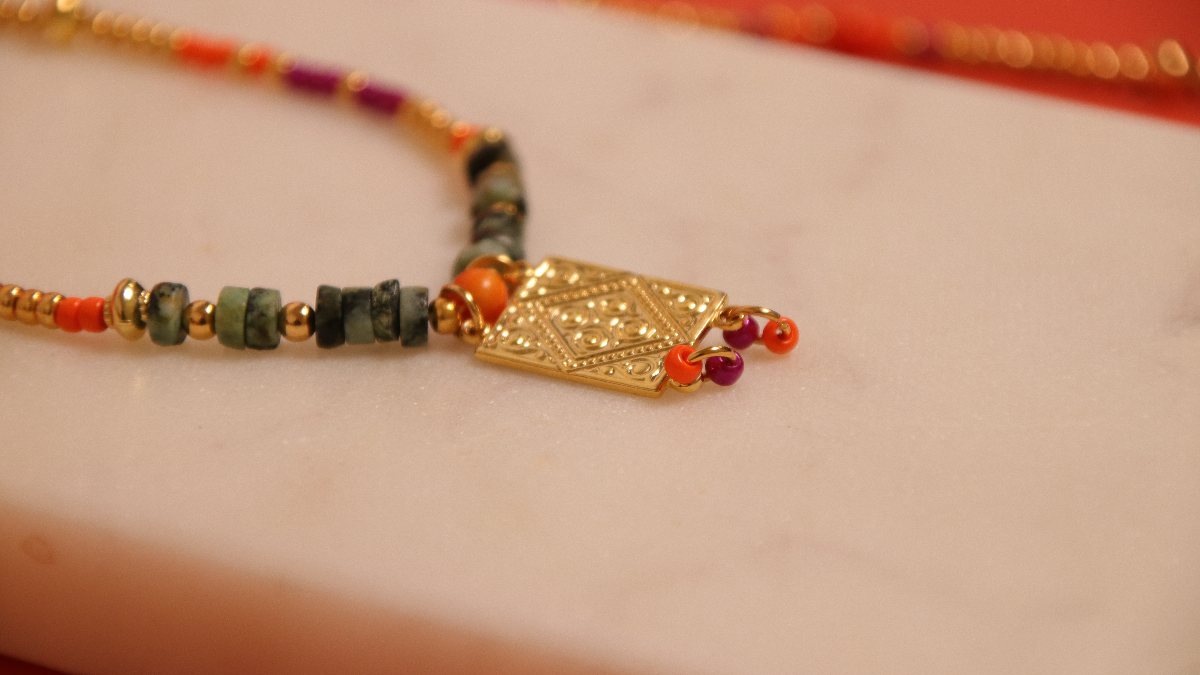 DIY Bijoux bohème avec perles heishi Turquoise africaine, graines naturelles et rocailles : Etape 6