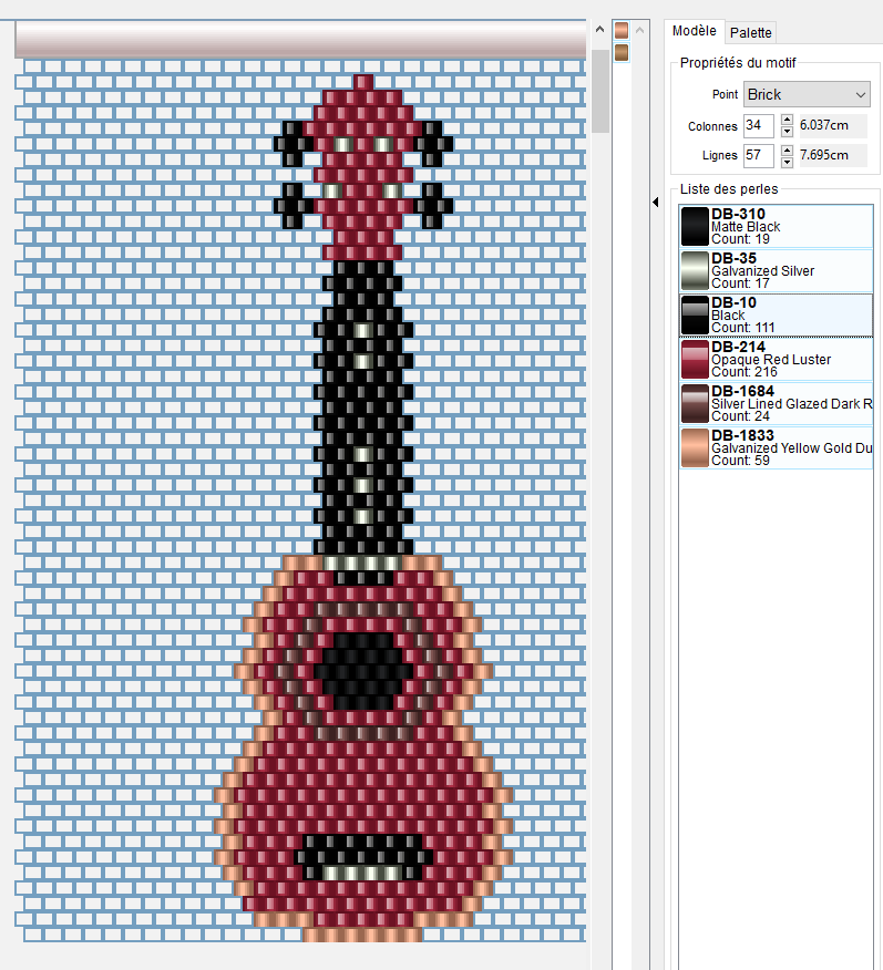 Schéma Tissage instrument de musique Ukulélé en perles Miyuki Delicas