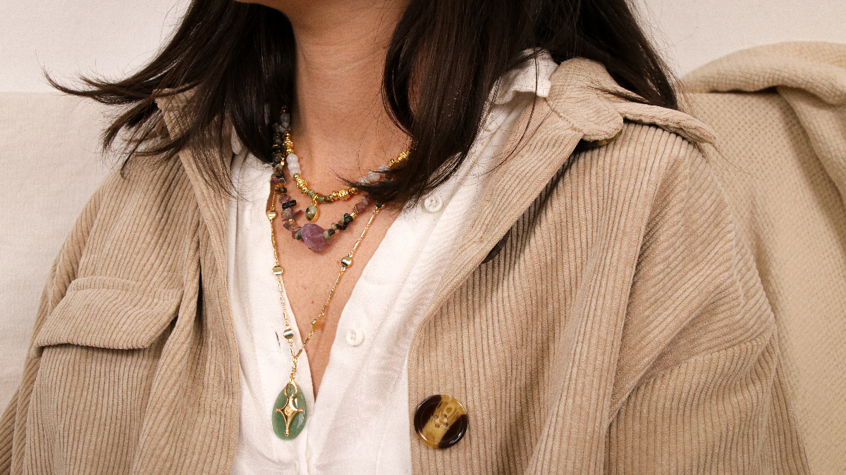 DIY Bijou Collier multirang bohème chic avec perles en pierres naturelles