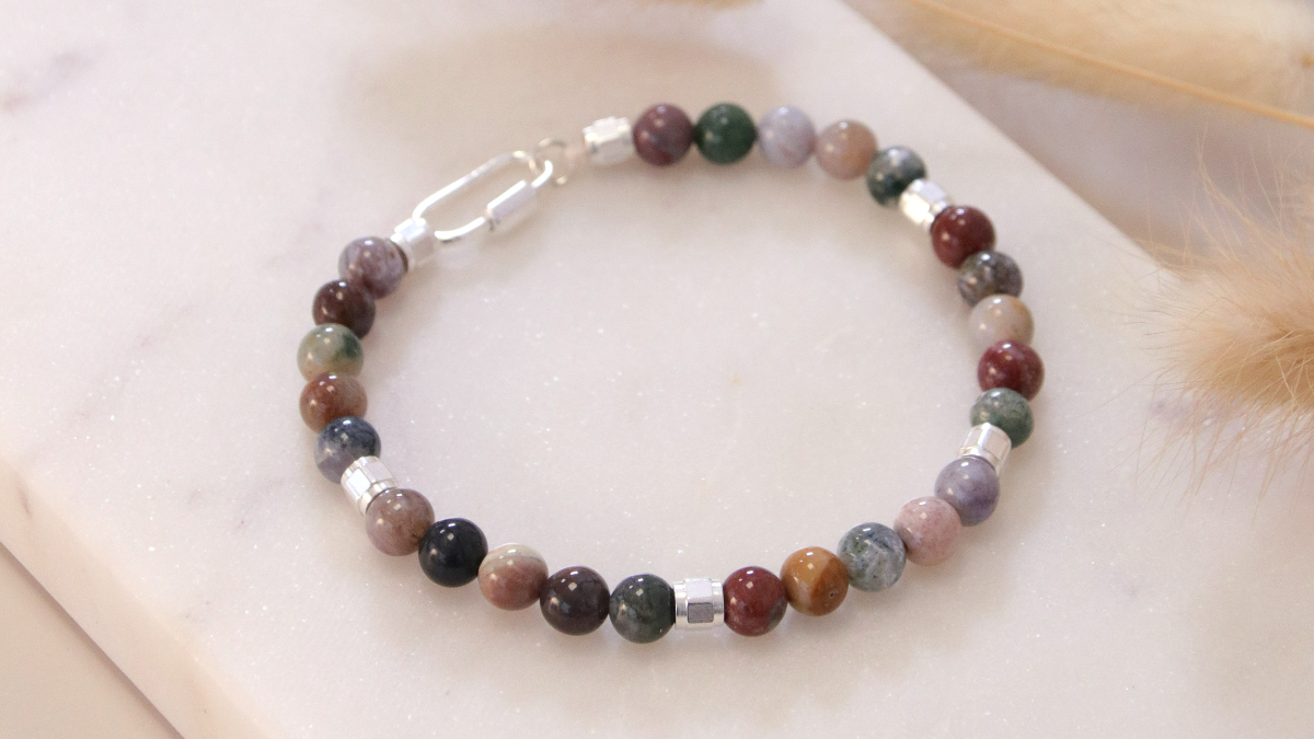 Schéma Bracelet duo couple pour la saint valentin en Agate indienne et agate arbre
