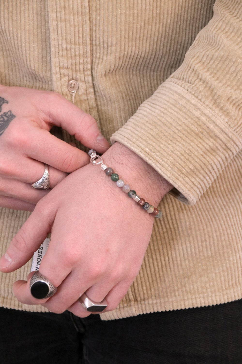 Schéma Bracelet duo couple pour la saint valentin en Agate indienne et agate arbre