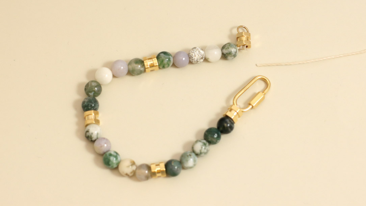 Bracelet duo couple pour la saint valentin en Agate indienne et agate arbre : Etape 4