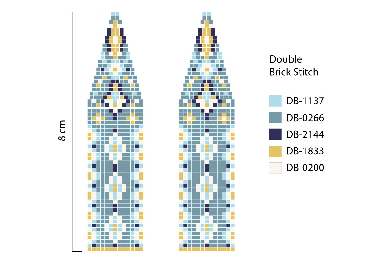 Schéma Grille de tissage double Brick Stitch Boucles d'oreilles pendantes en Miyuki
