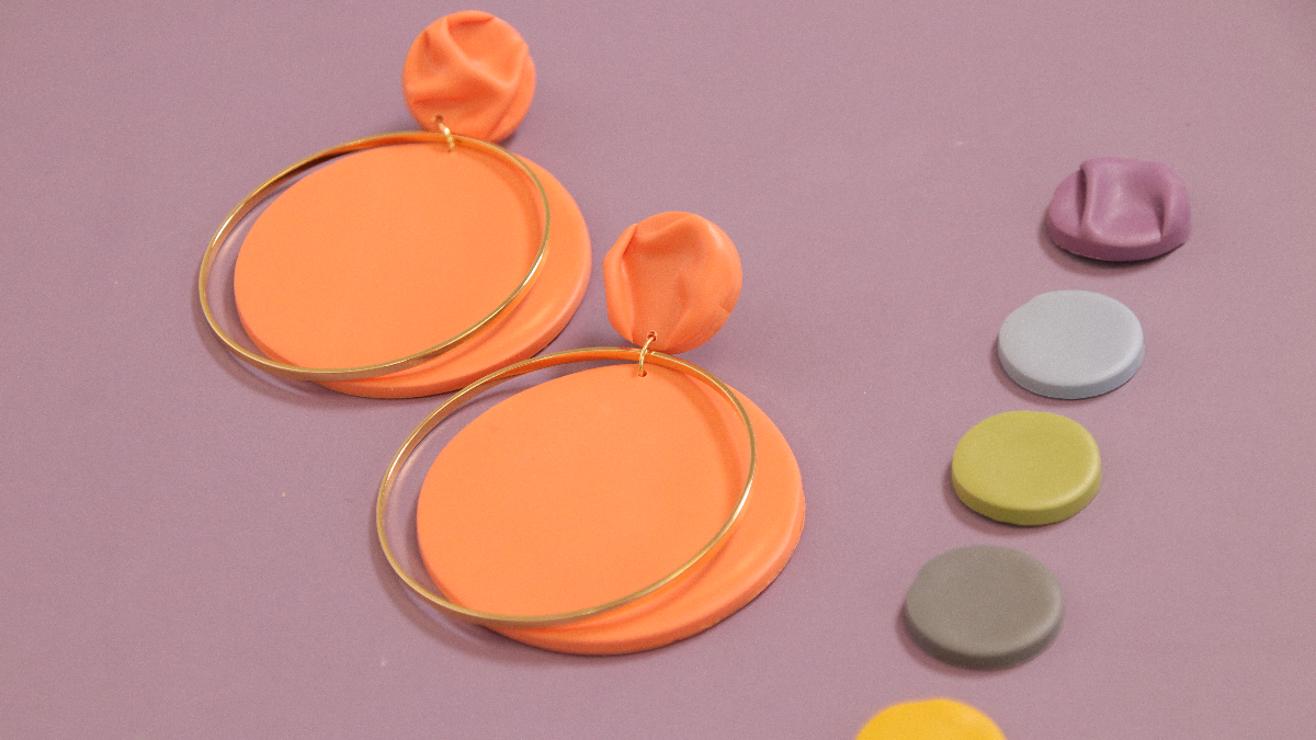 Boucles d'oreilles XL en pâte polymère FIMO effet plissé : Etape 6