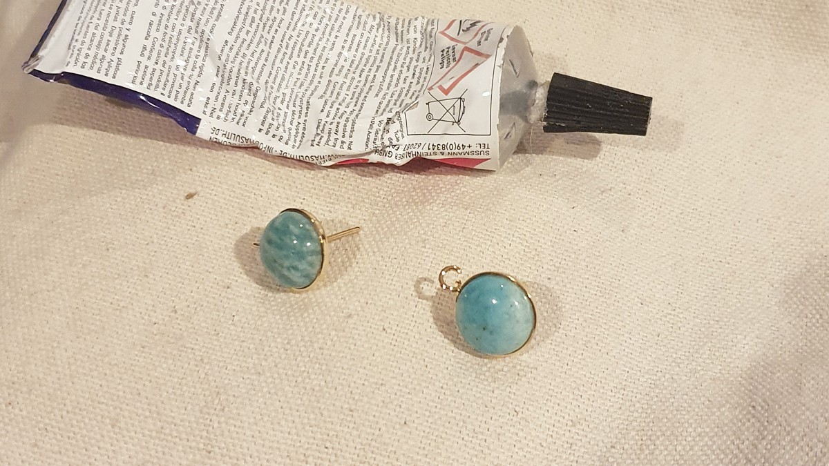 Boucles d'oreilles fantaisie ethnique avec Amazonite et macramé : Etape 1