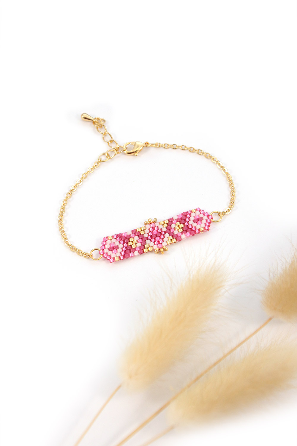 Schéma Mini Bracelet Miyuki en Peyote Impair Fuchsia