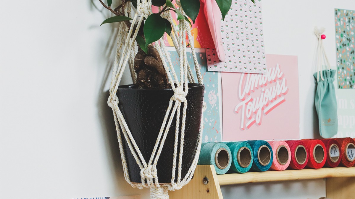Schéma Suspension pour plante en corde macramé