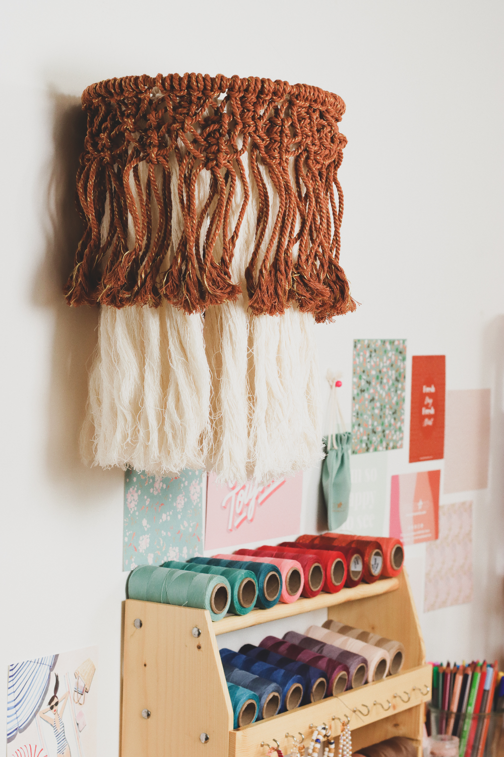 DIY Suspension luminaire macramé bohème bicolore