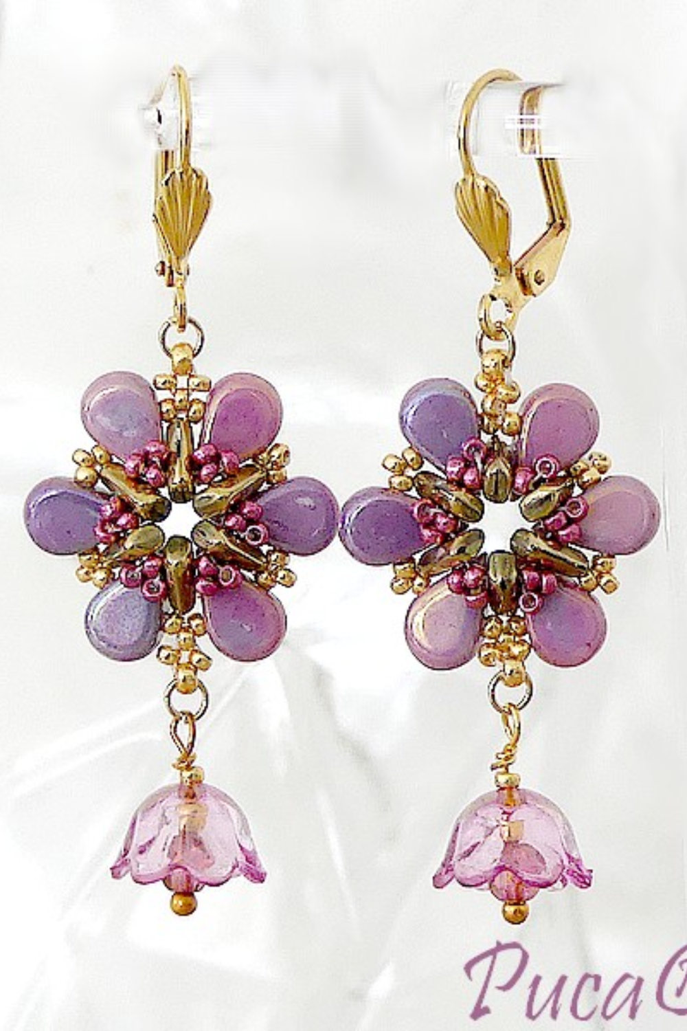 Schéma Boucles d'oreilles Cosmos avec rocailles et perles en verre Amos et Piros par Puca