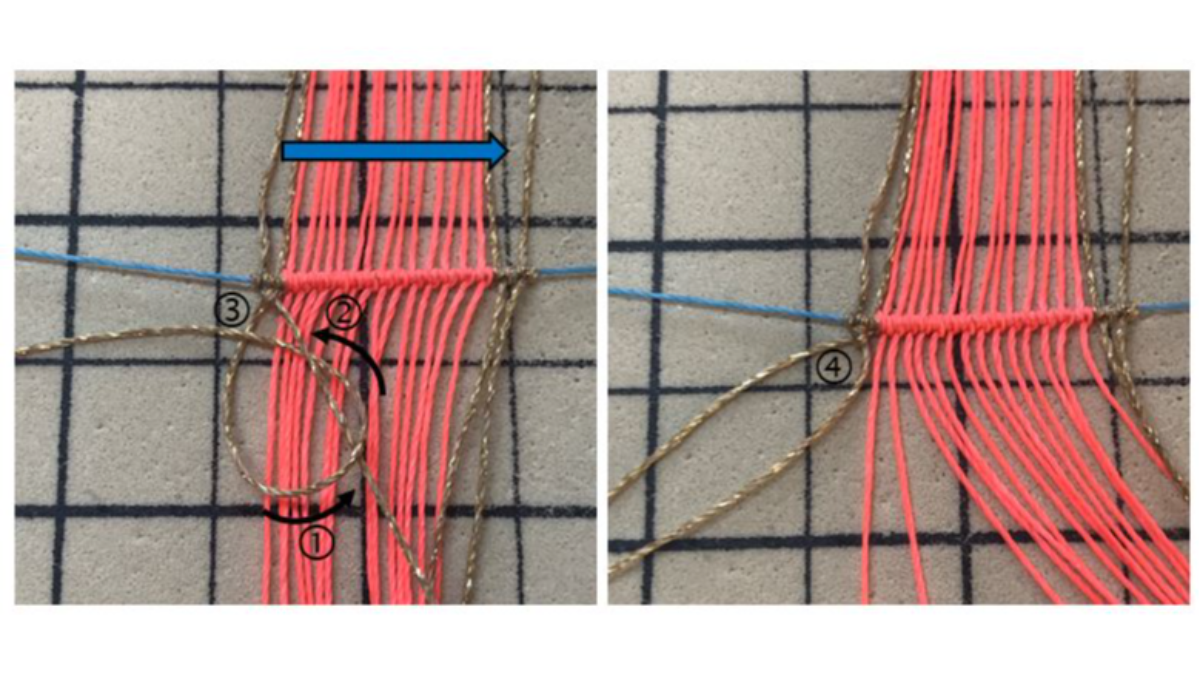 Bracelets unis ou à motifs en micro macramé avec fil ciré Linhasita : Etape 6