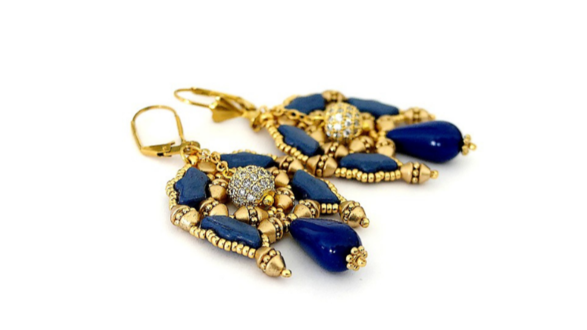 Boucles d'oreilles K'adore avec perles en verre Delos, Konos et Kalos par Puca et Rocailles Miyuki