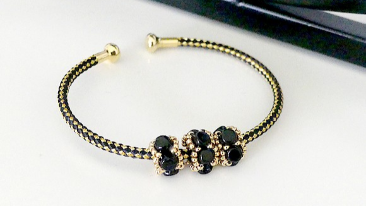 Schéma Bracelet jonc Chic & Choc avec perles en verre Kalos par Puca et Rocailles Miyuki