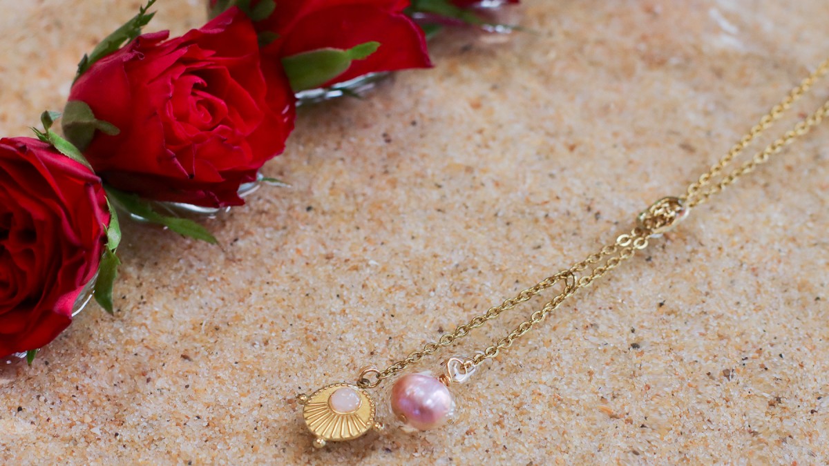 Schéma DIY collier sautoir en acier inoxydable et perle d'eau douce