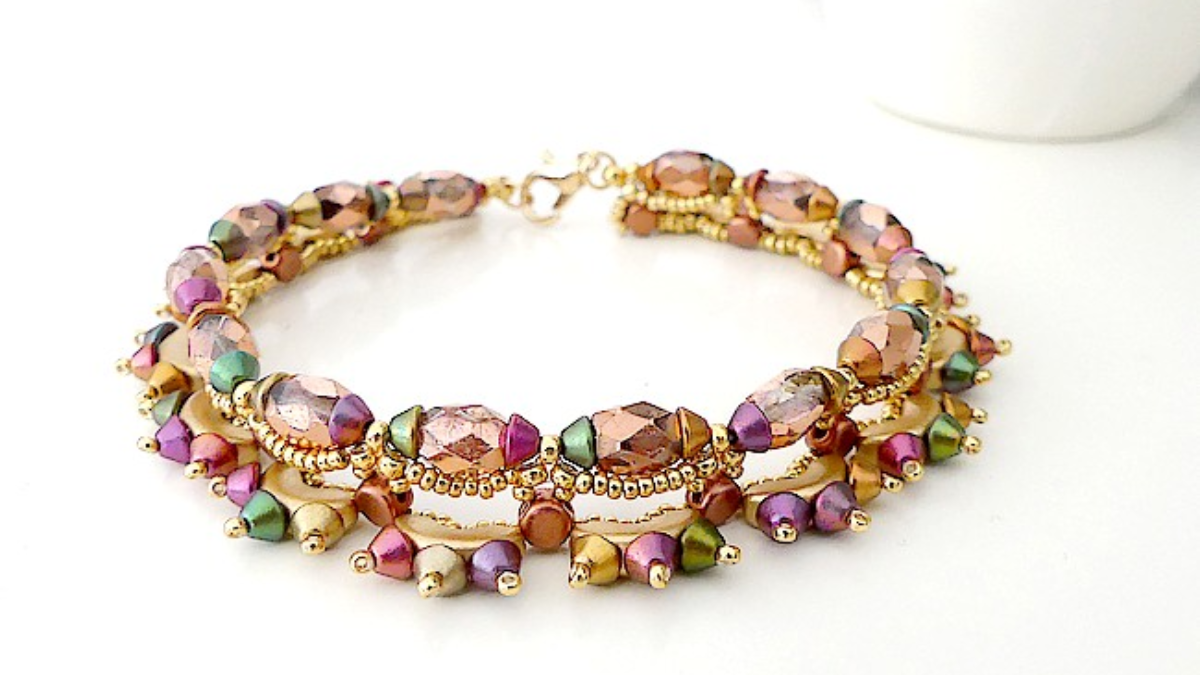 Schéma Bracelet K'Fée avec perles en verre Konos, Baros, Arcos et Kalos par Puca