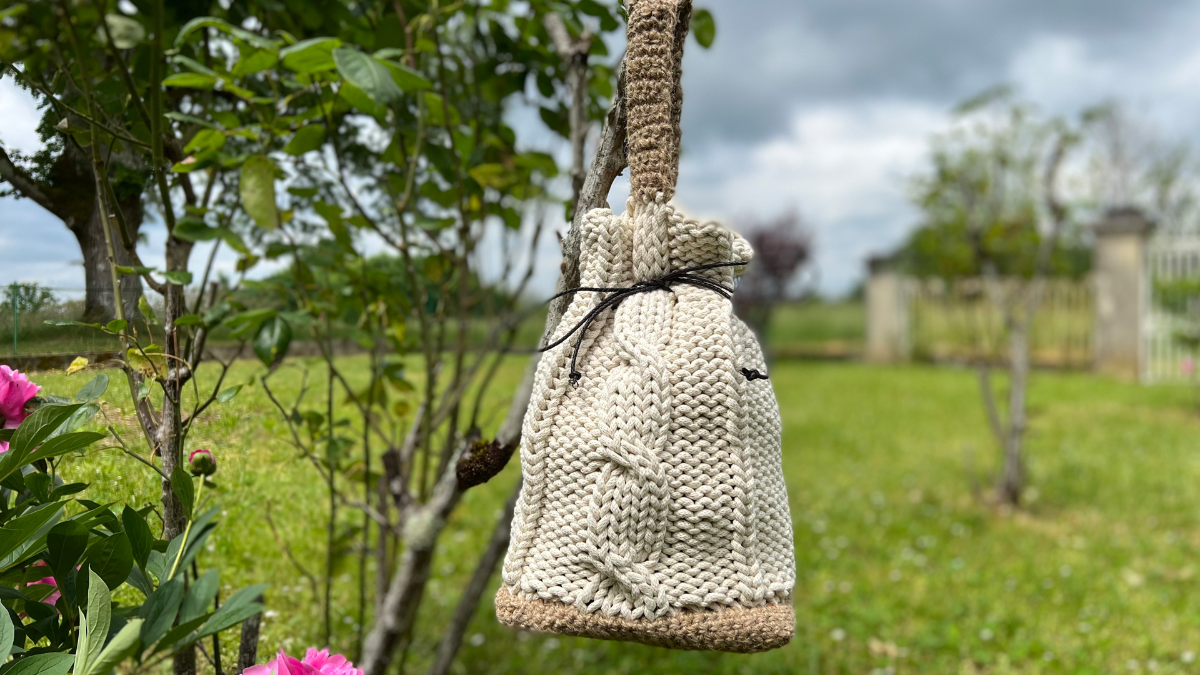 DIY sac en tricot et crochet avec matières naturelles