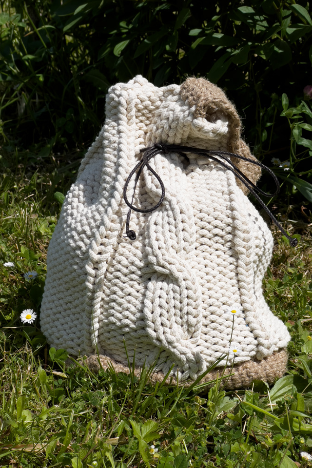 DIY sac en tricot et crochet avec matières naturelles