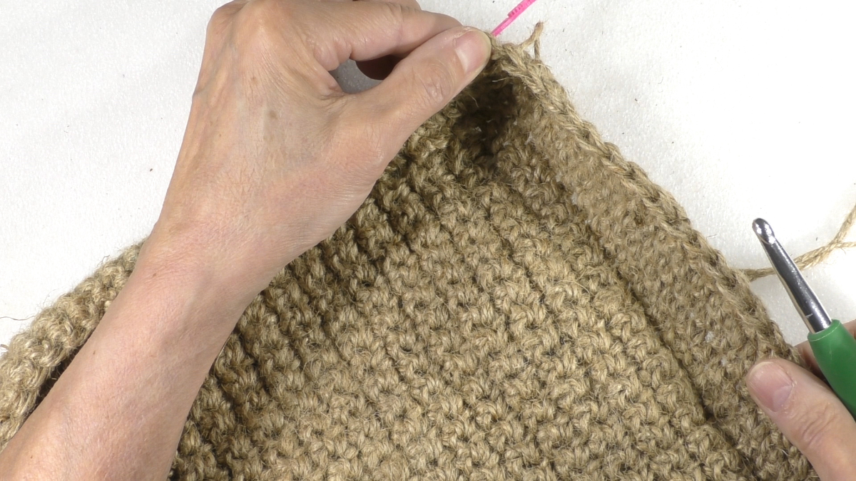 DIY sac en tricot et crochet avec matières naturelles : Etape 3