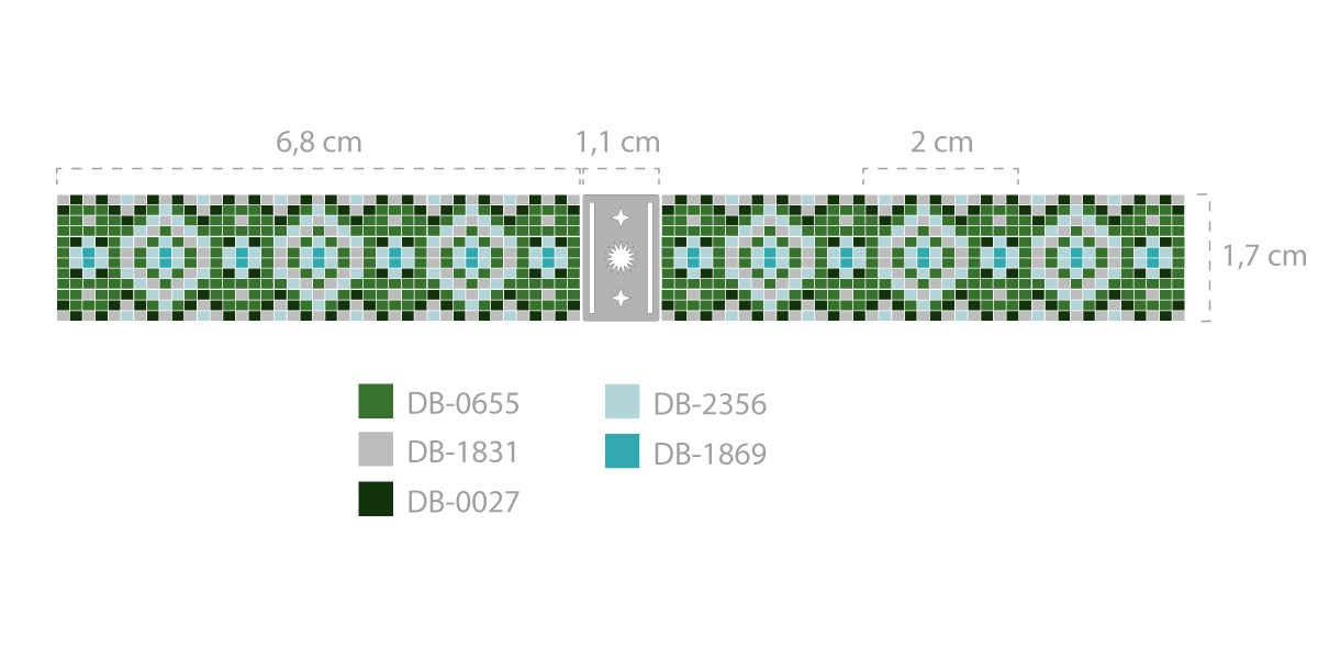 Schéma Bracelet en perles miyuki vert sur métier à tisser avec intercalaire