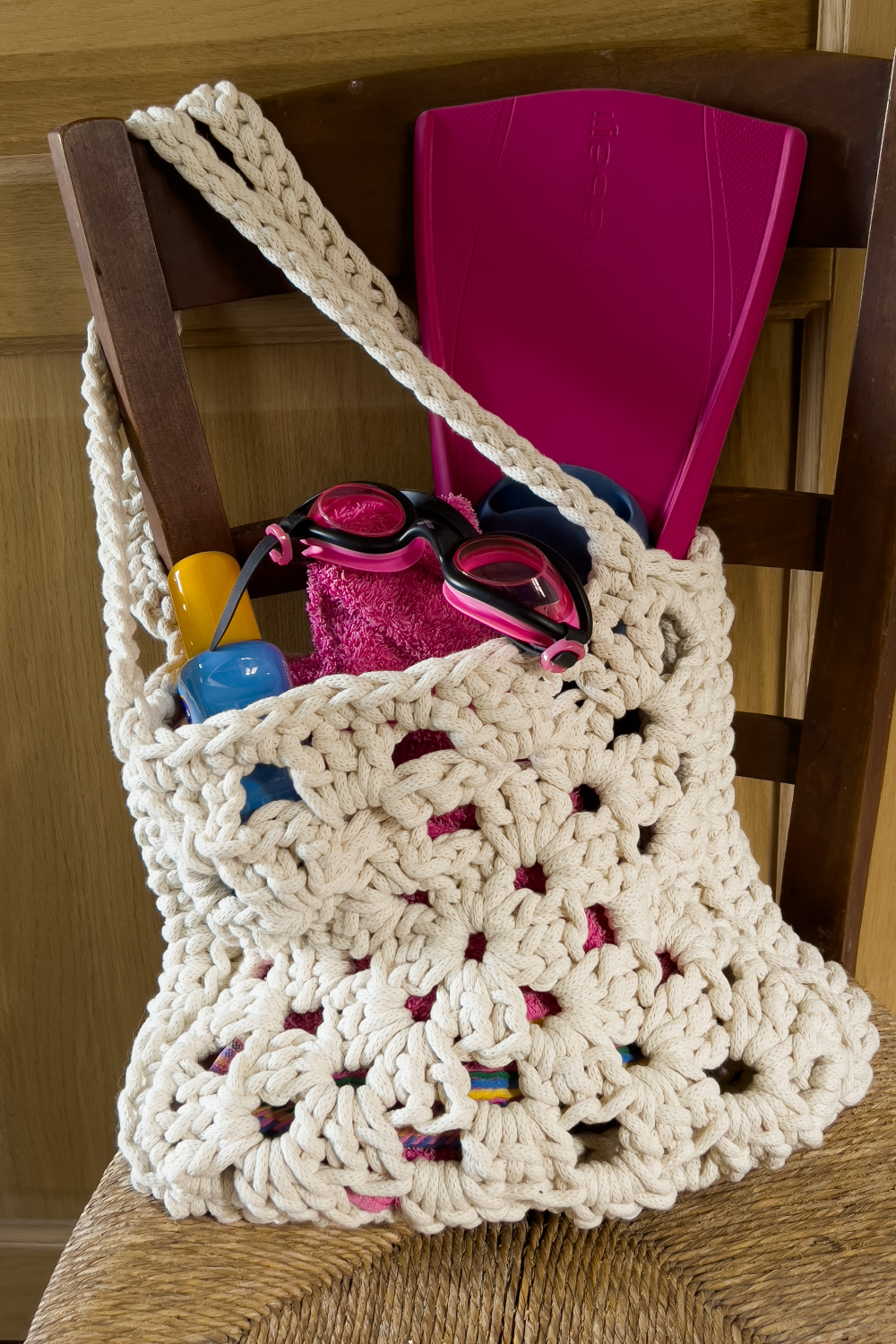 Schéma DIY Sac en carré crochet (granny square) avec fil de coton recyclé Nova Vita